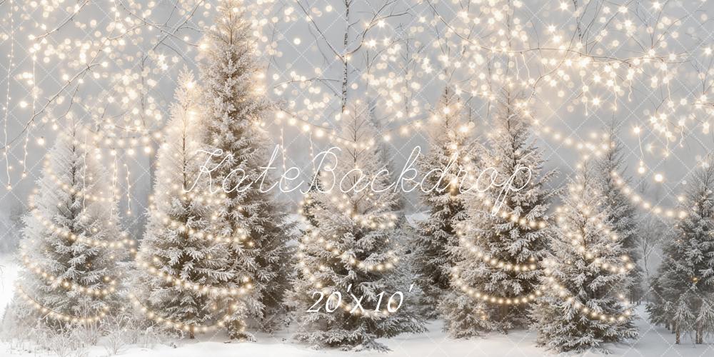 Kate Winter Snow Frosted Trees String Lights Backdrop Designed by Emetselch -UK