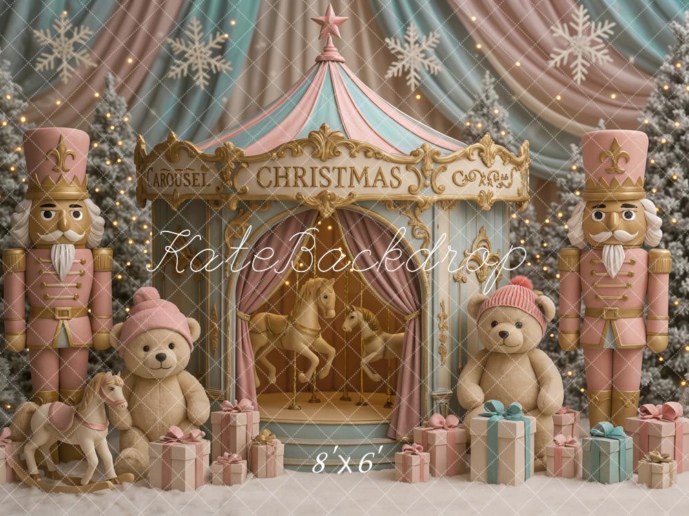 Kate Christmas Carousel Nutcracker Teddy Gifts Backdrop Designed by Ashley Paul -UK