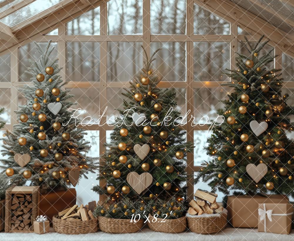 Kate Christmas Trees Presents Firewood House Backdrop Designed by Mini MakeBelieve -UK