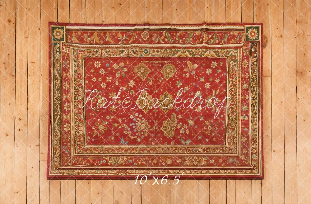 Kate Red Vintage Rug Wooden Floor Backdrop Designed by Emetselch