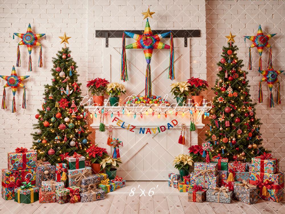 Kate Christmas Piñata Trees Presents Colourful Backdrop Designed by Emetselch -UK