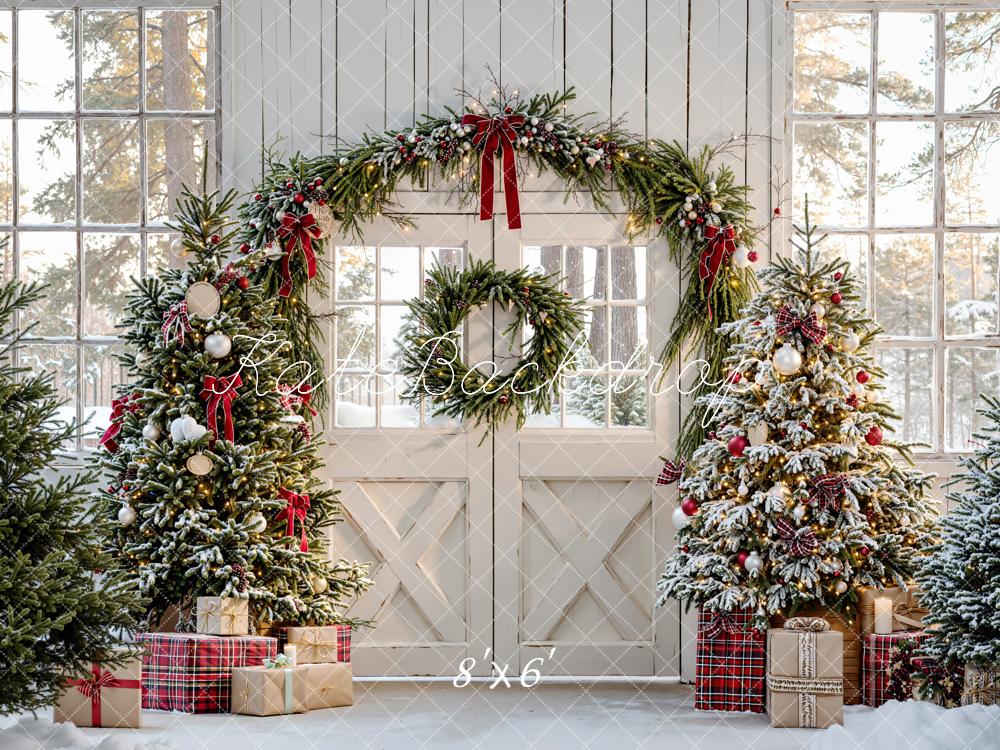 Kate Christmas Trees Arch Presents Rustic Backdrop Designed by Emetselch