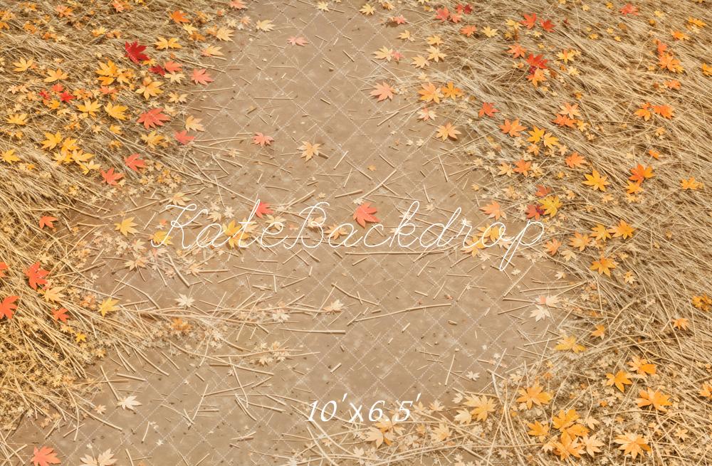 Kate Autumn Leaves Straw Texture Backdrop Designed by Emetselch -UK