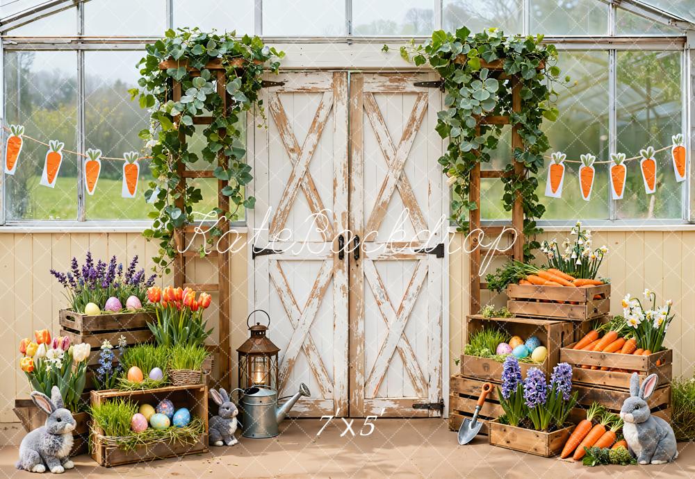 Kate Easter Bunny Carrots Farm Rustic Backdrop Designed by Emetselch -UK