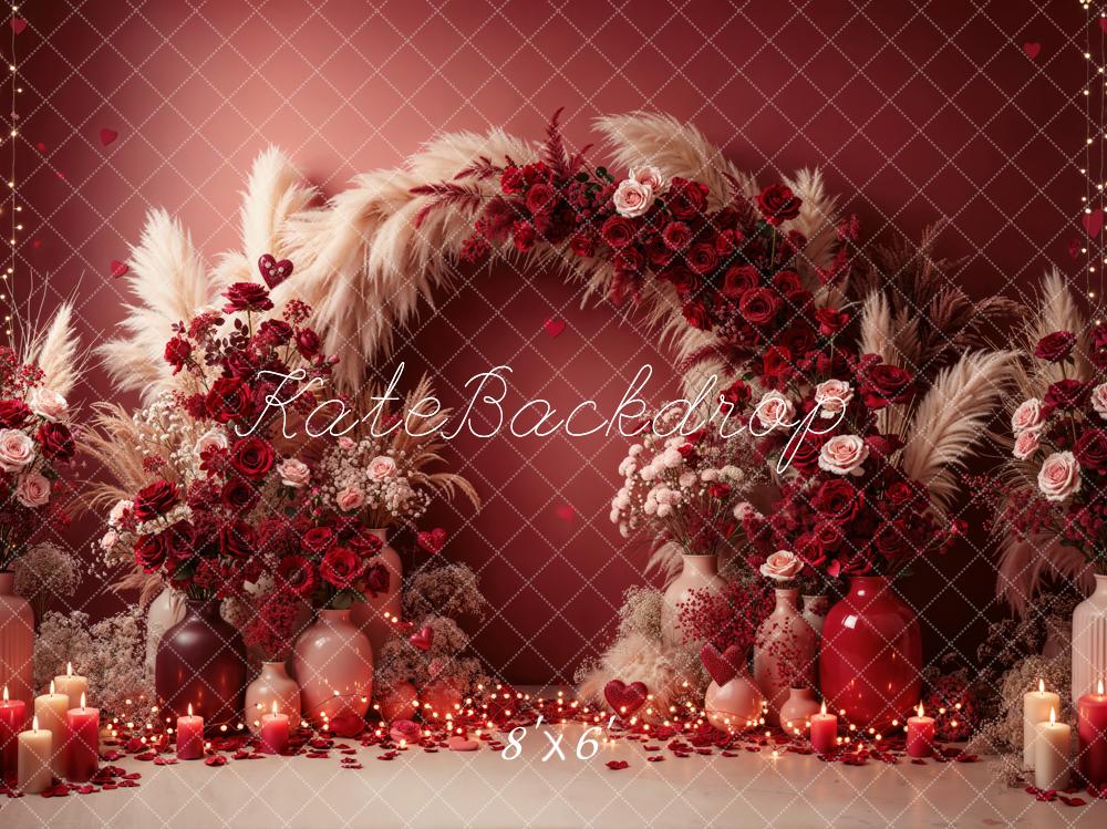 Kate Valentine Red Roses Candles Backdrop Designed by Emetselch
