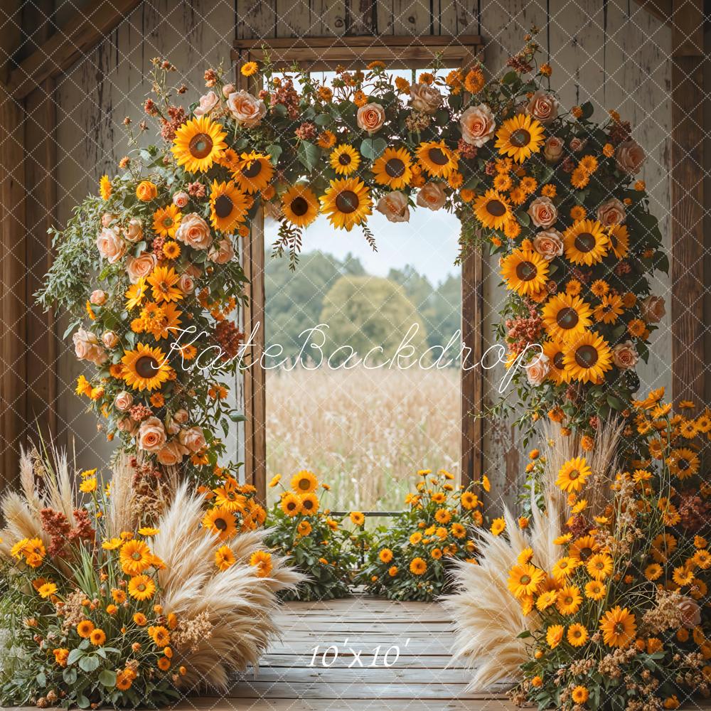 Kate Flower Arch Sunflowers Pampas Grass Backdrop Designed by Mini MakeBelieve -UK