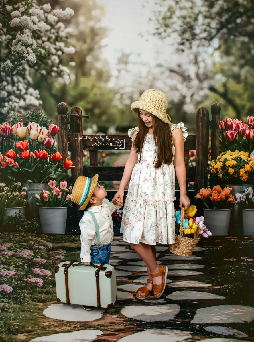 Kate Spring Tulips Garden Backdrop Designed by Mini MakeBelieve