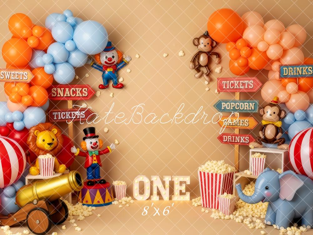 Kate 1st Birthday Circus Clown Balloons Backdrop Designed by Patty Robert