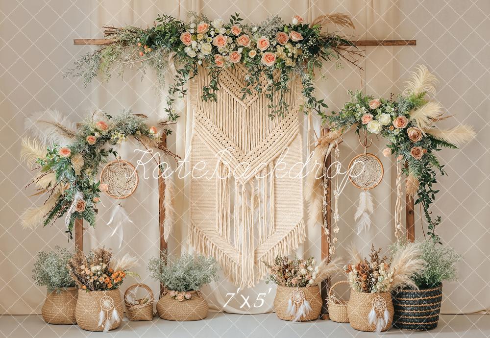 Kate Boho Macrame Dreamcatcher Floral Backdrop Designed by Emstselch