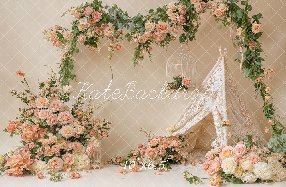 Kate Spring Floral Arch Lace Tent Backdrop Designed by Emetselch