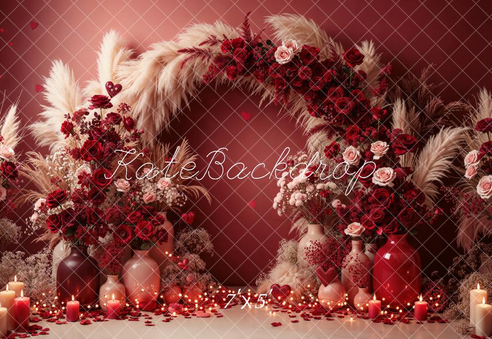 Kate Valentine Red Roses Candles Backdrop Designed by Emetselch