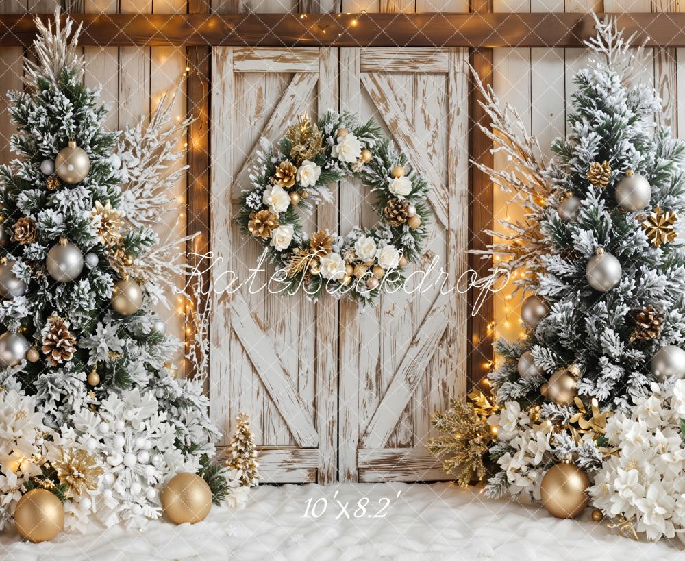 On Sale Kate Christmas Wreath Trees Rustic Door Backdrop Designed by Emetselch -UK