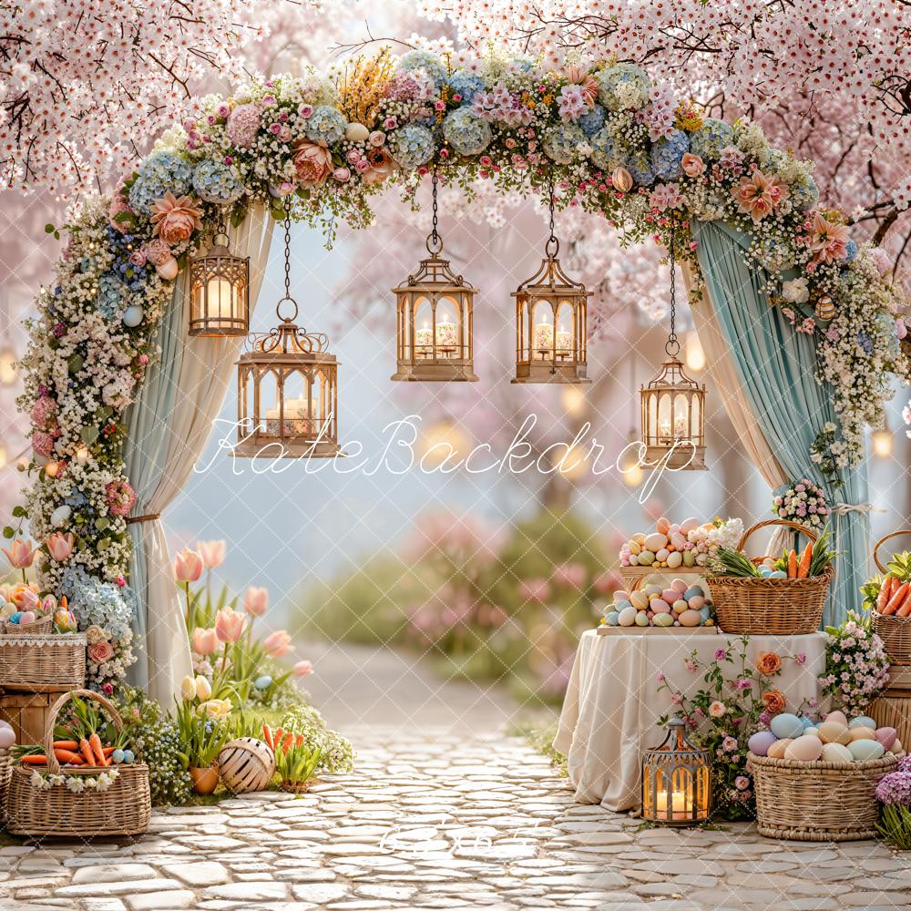Kate Easter Bunny Garland Lanterns Garden Backdrop Designed by Emetselch