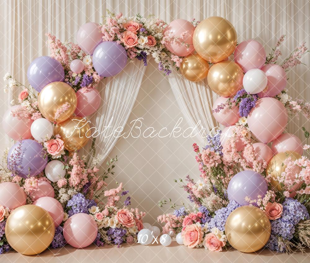 Kate Cake Smash Floral Balloon Arch Backdrop Designed by Emetselch