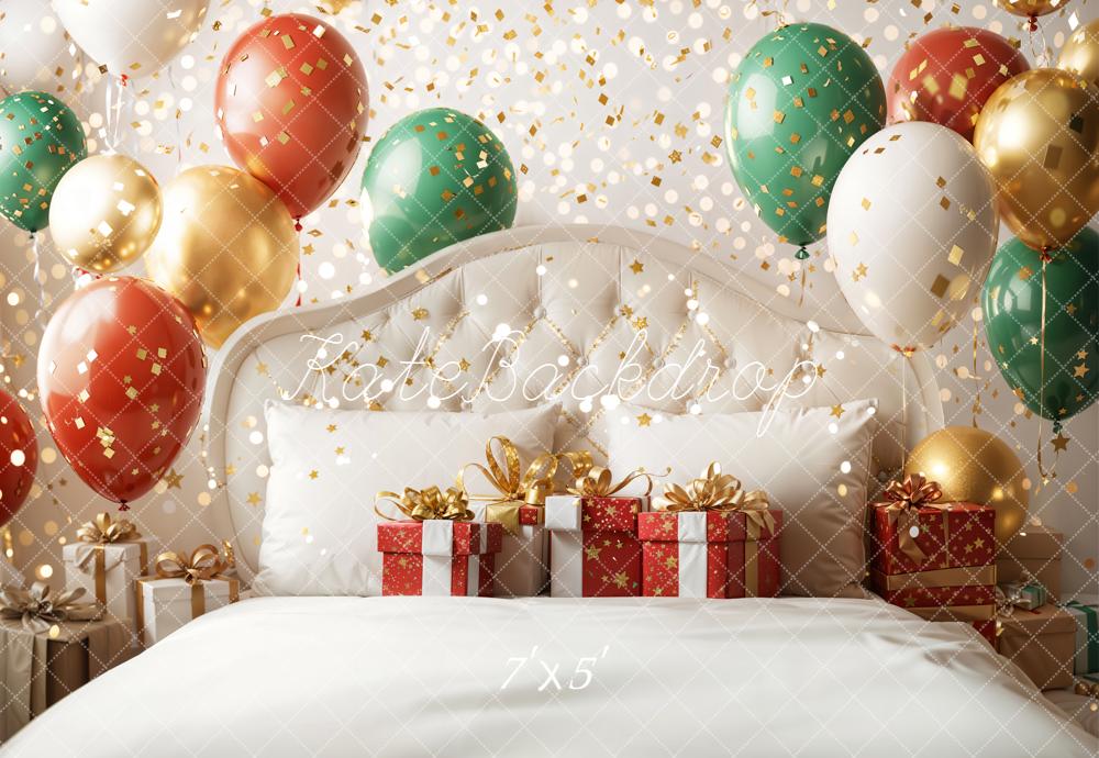 Kate Christmas Headboard Balloons Gifts Bed Backdrop Designed by Emetselch -UK