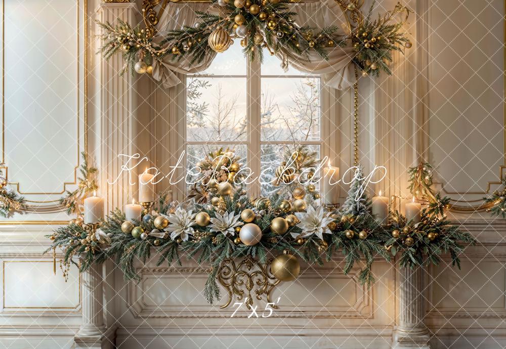 Kate Christmas Vintage White Window Backdrop Designed by Emetselch -UK