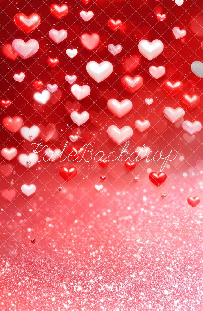 Kate Valentine Red Hearts Sparkle Gradient Backdrop Designed by Emetselch