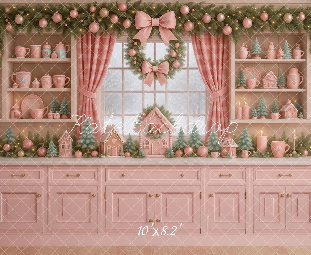 Kate Christmas Pink Kitchen Garland Backdrop Designed by Ashley Paul
