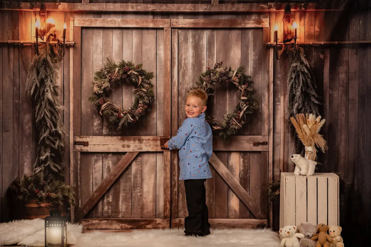 Lightning Deals Kate Christmas Old Barn Door Backdrop for Photography -UK