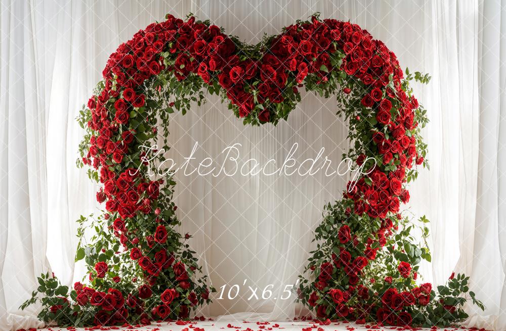 Kate Flower Arch Red Roses Curtains Fleece Backdrop Designed by Emetselch -UK
