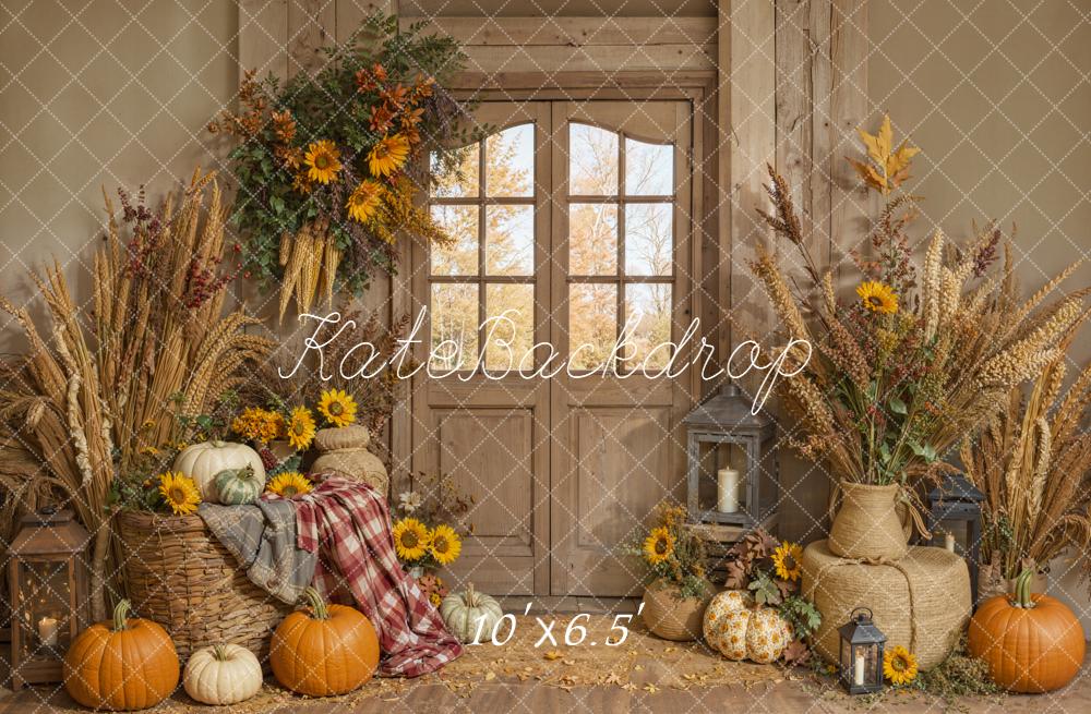 Kate Autumn Pumpkin Rustic Room Backdrop Designed by Emetselch -UK
