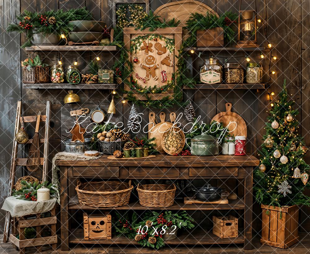 Kate Christmas Vintage Wooden Kitchen Backdrop Designed by Emetselch -UK