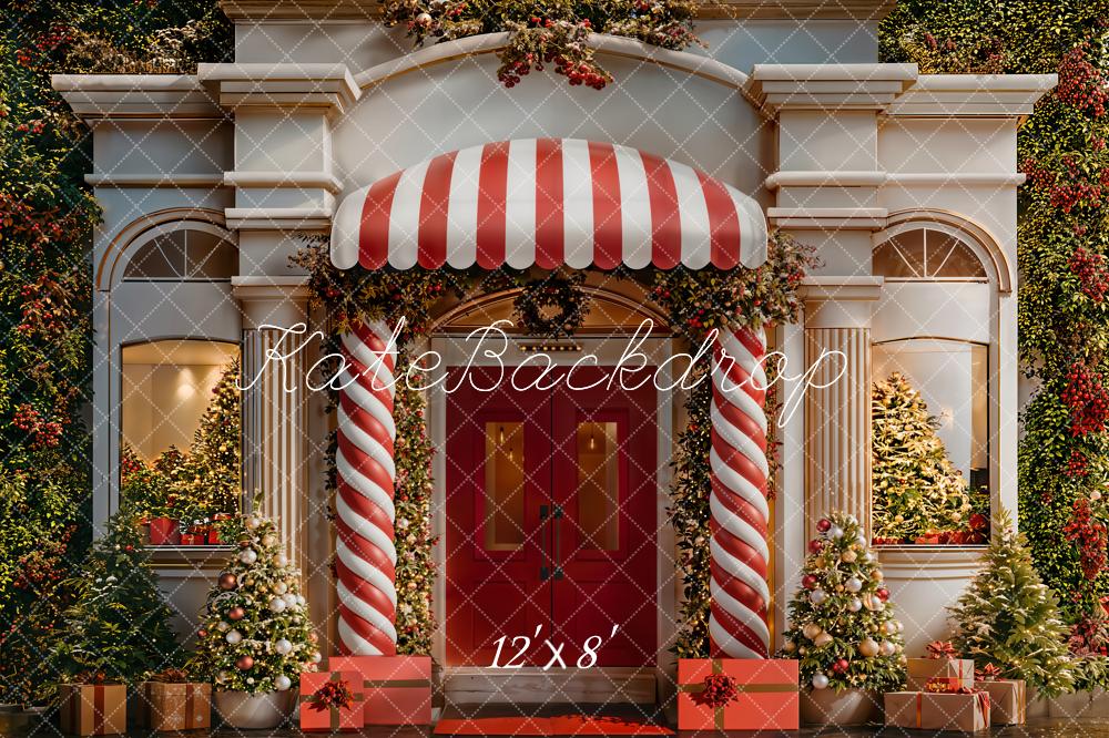 Kate Christmas Candy Cane Red Door Backdrop Designed by Emetselch