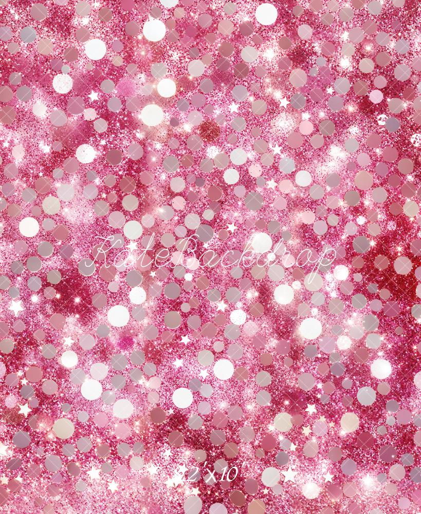 Kate Pink Glitter Bokeh Stars Fleece Backdrop Designed by Emetselch -UK