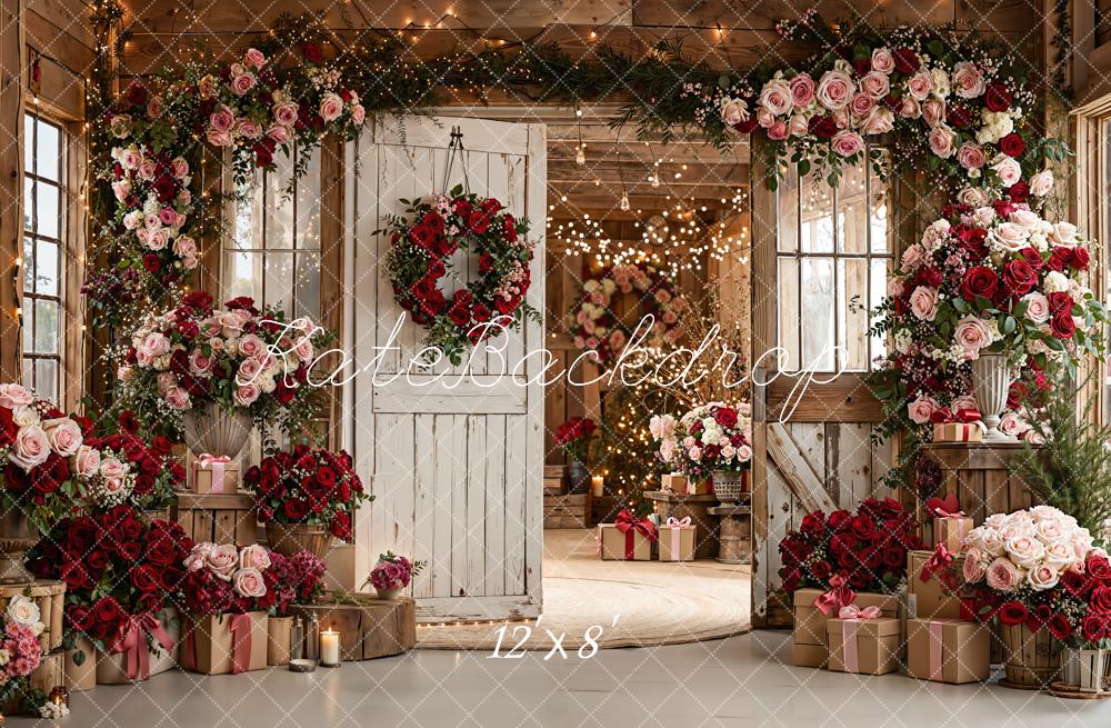Kate Valentine Rose Garland Rustic Doors Gift Backdrop Designed by Emetselch