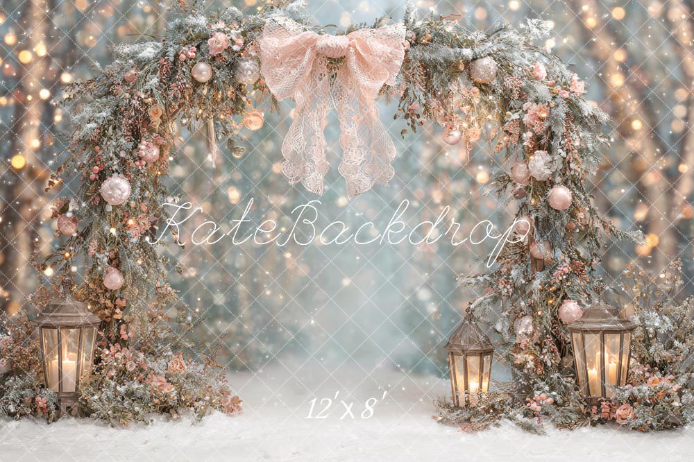 Kate Winter Floral Arch Snowy Backdrop Designed by Ashley Paul