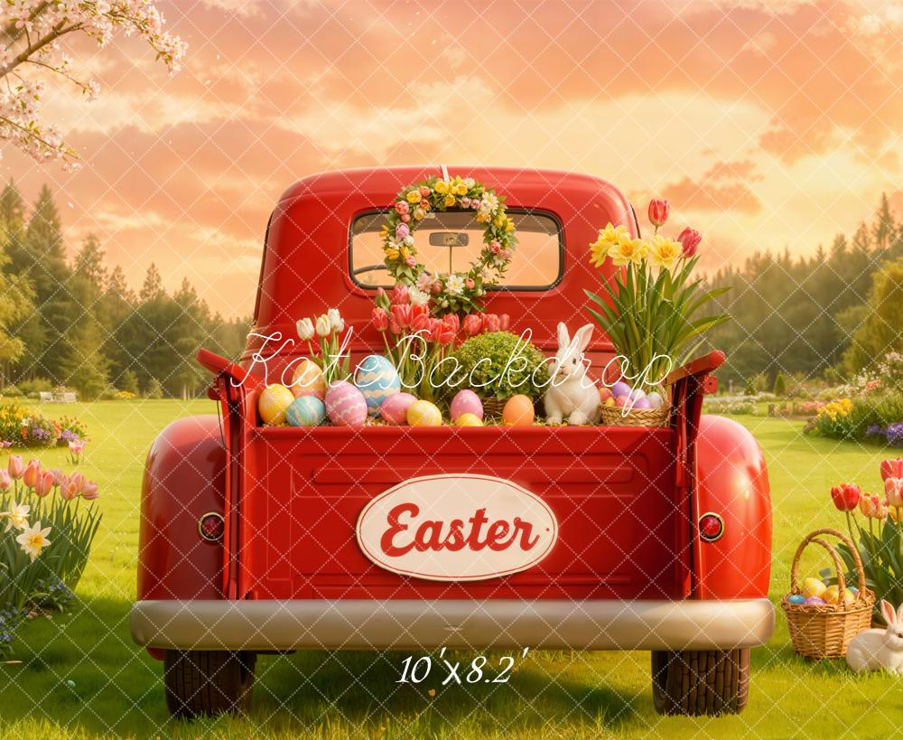 Kate Easter Truck Eggs Fleece Backdrop Designed by Emetselch -UK