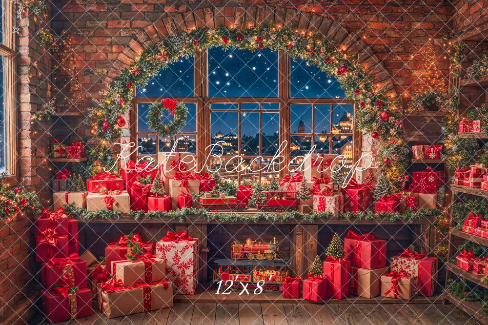 Kate Christmas Gifts Garland Window Fleece Backdrop Designed by Emetselch -UK