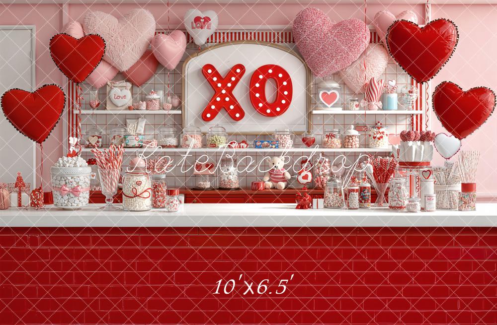 Kate Valentines Candy Shop Hearts Balloons Backdrop Designed by Emetselch -UK