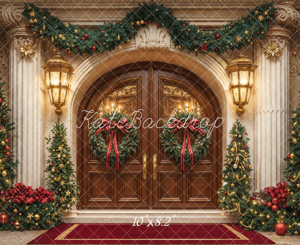 Kate Christmas Door Garland Trees Decorations Backdrop Designed by Emetselch