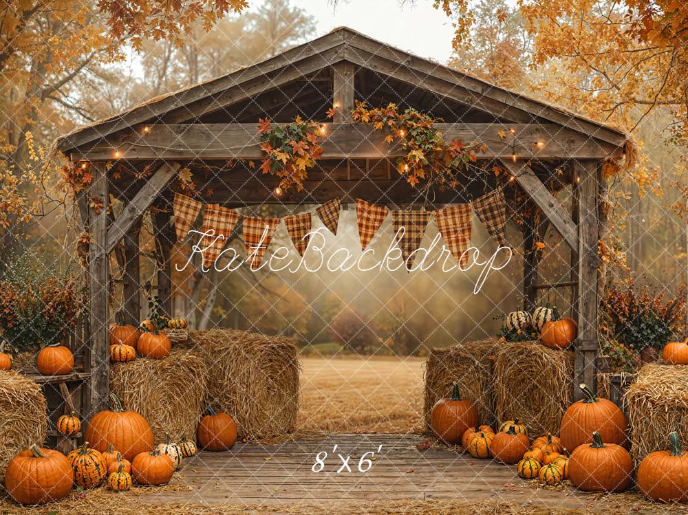 Kate Autumn Pumpkin Hay Bale Farm Backdrop Designed by Emetselch -UK
