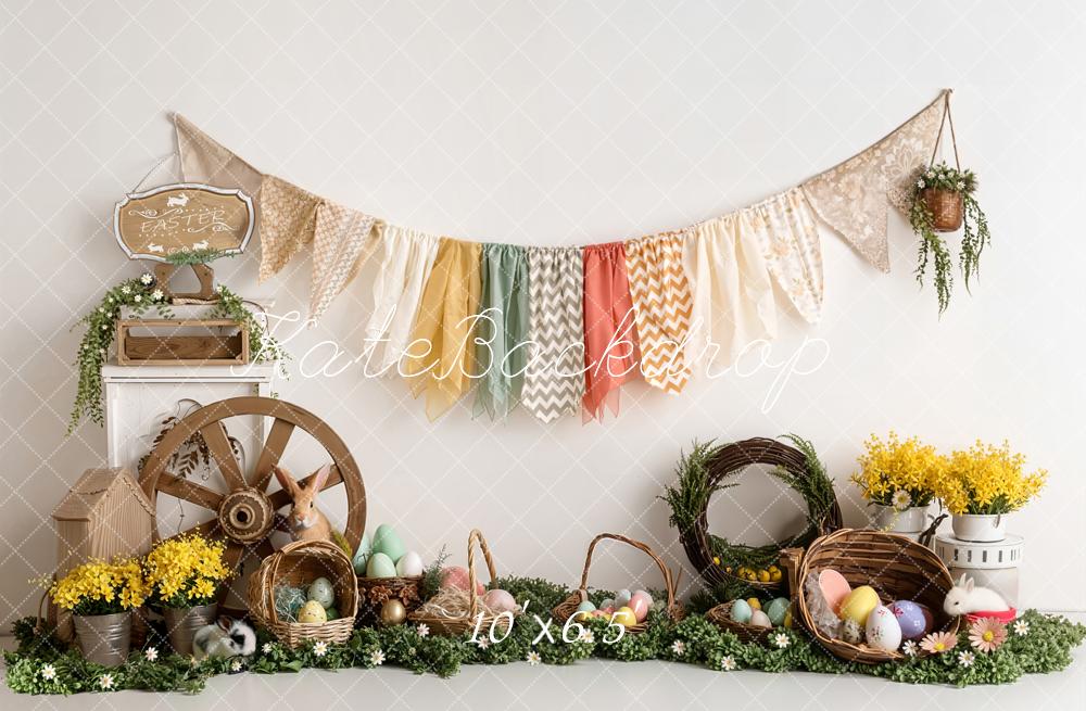 Kate Easter Bunny Eggs Wagon Basket Garland Backdrop Designed by Emetselch