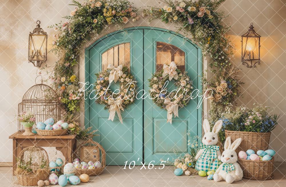 Kate Easter Bunny Eggs Garland Green Door Backdrop Designed by Emetselch -UK