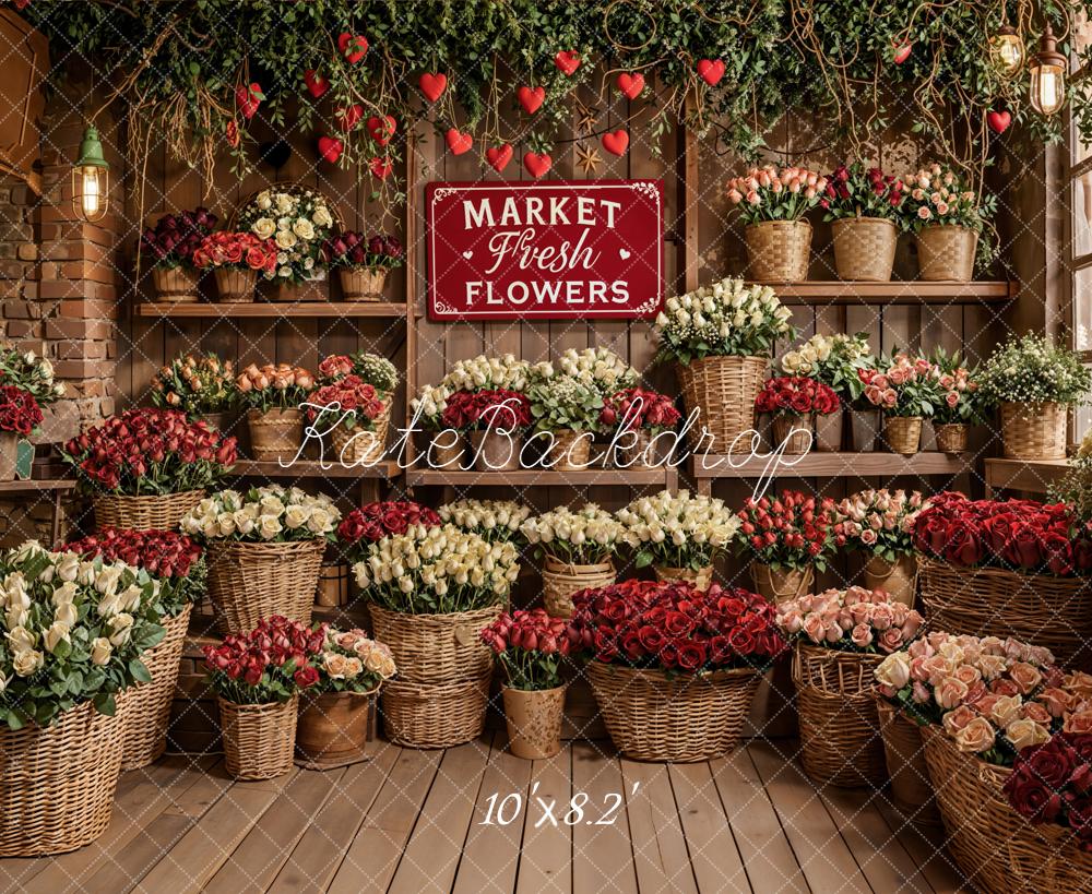 Kate Flower Market Baskets Shelves Roses Backdrop Designed by Emetselch -UK