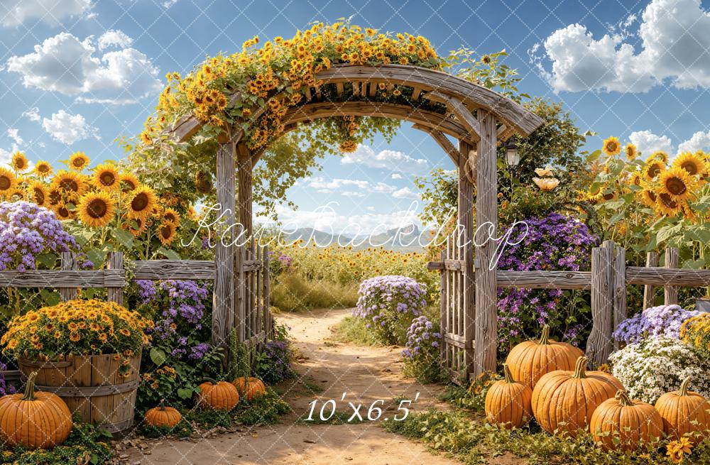 Kate Autumn Sunflower Arch Pumpkins Path Backdrop Designed by Emetselch