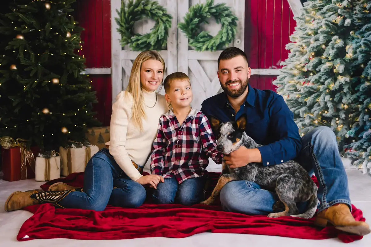 Lightning Deals Kate Winter Xmas Tree Farm Red Barn Backdrop Designed by Chain Photography -UK