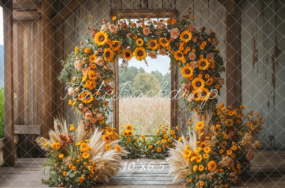Kate Flower Arch Sunflowers Pampas Grass Backdrop Designed by Mini MakeBelieve -UK