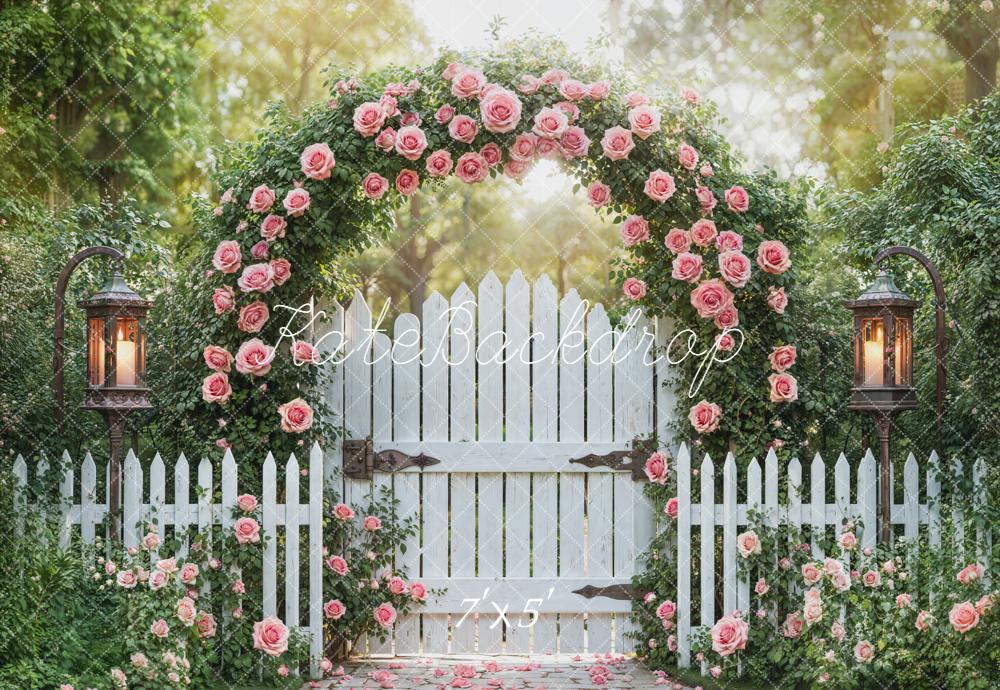 Kate Spring Garland White Gate Garden Backdrop Designed by Emetselch