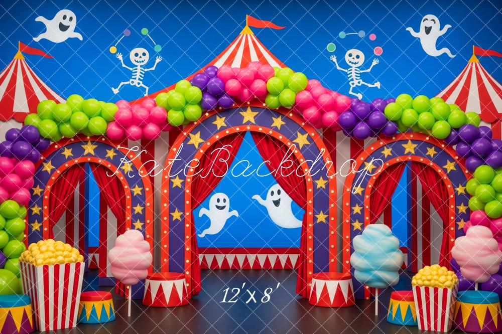 Kate Halloween Circus Ghosts Skeletons Balloons Backdrop Designed by Patty Robert