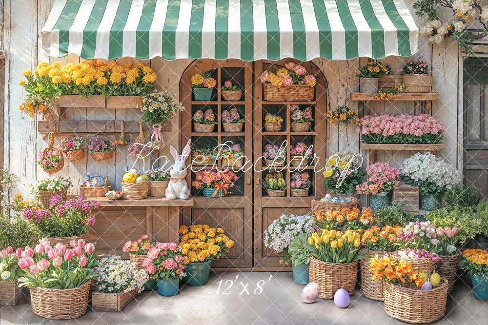 Kate Easter Bunny Flower Shop Fleece Backdrop Designed by Emetselch
