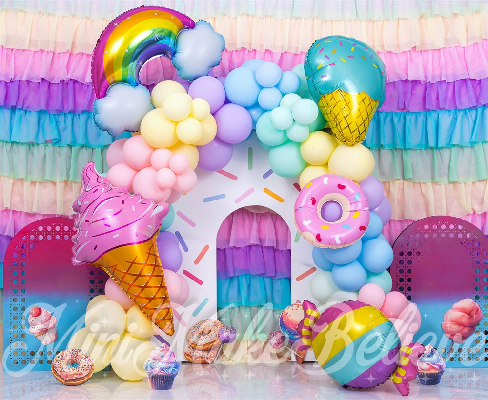 Kate Cake Smash Ice Cream Balloons Arch Backdrop Designed by Mini MakeBelieve -UK