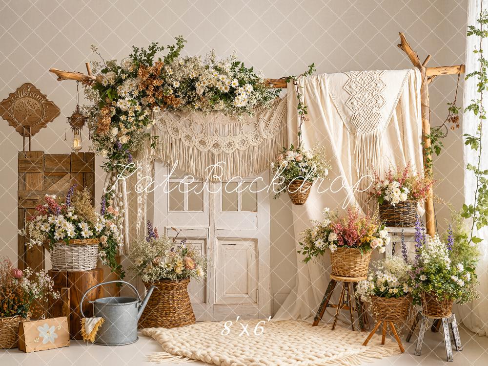 Kate Boho Floral Arch Macrame Decor Backdrop Designed by Emetselch