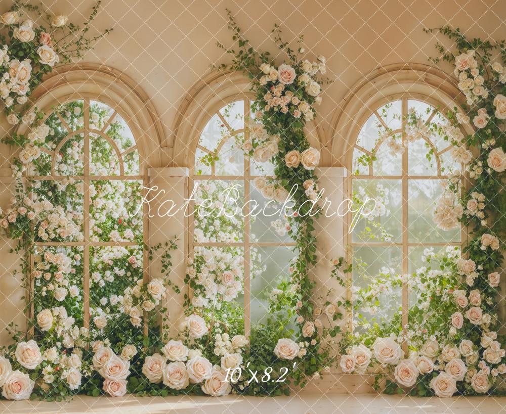 Kate Spring Arch Windows Greenery Fleece Backdrop Designed by Emetselch