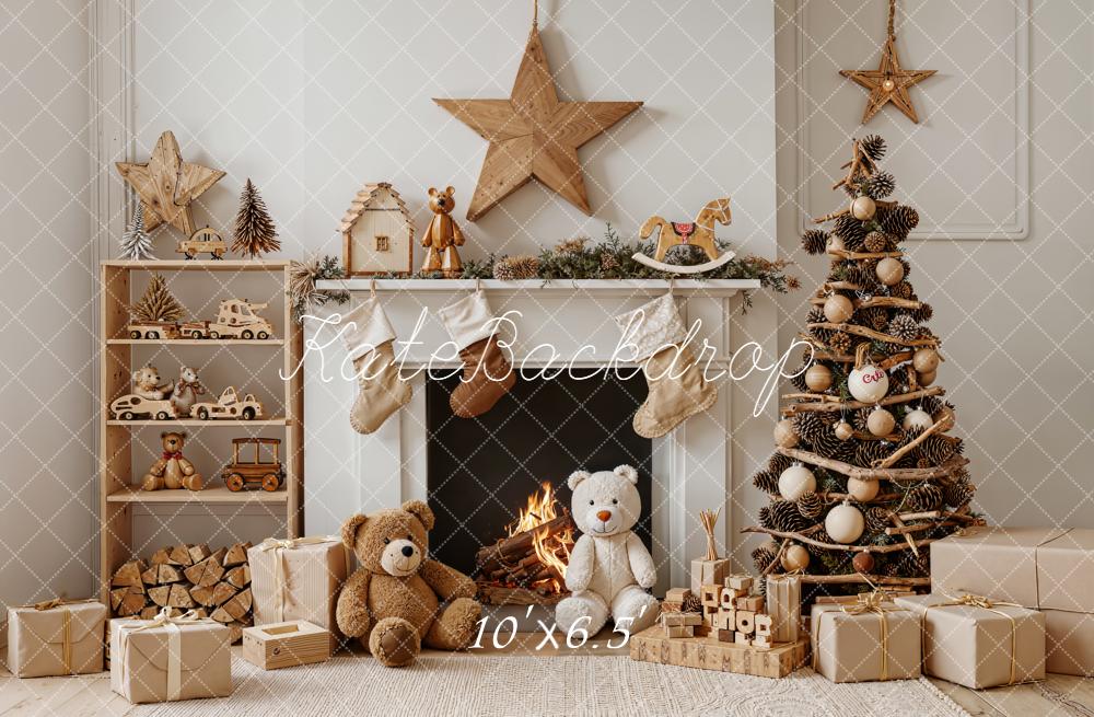 Kate Christmas Fireplace Tree Toys Backdrop Designed by Emetselch -UK