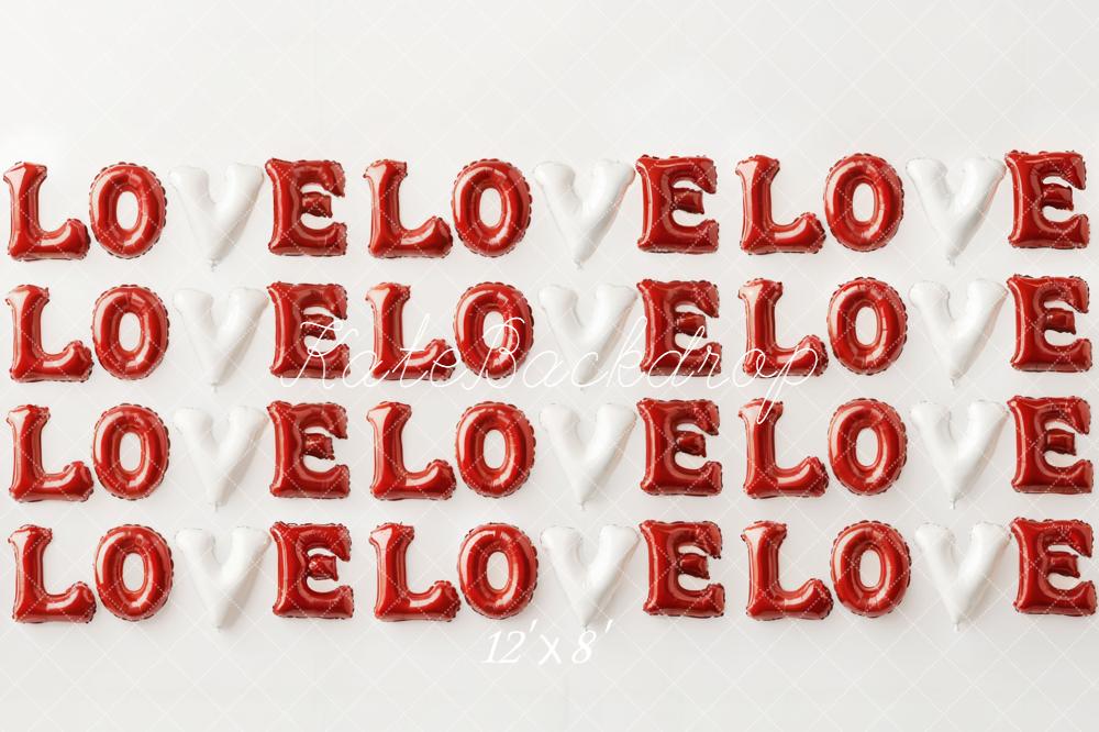 Kate Valentine Love Balloon Letters Red White Backdrop Designed by Emetselch