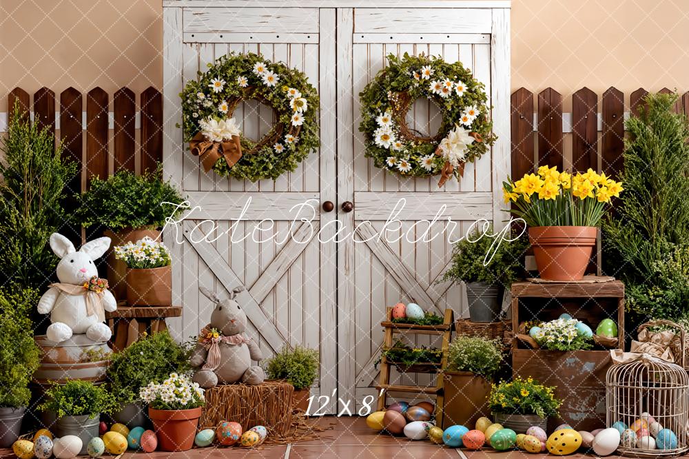 Kate Easter Bunny Floral Eggs Wreaths Backdrop Designed by Emetselch